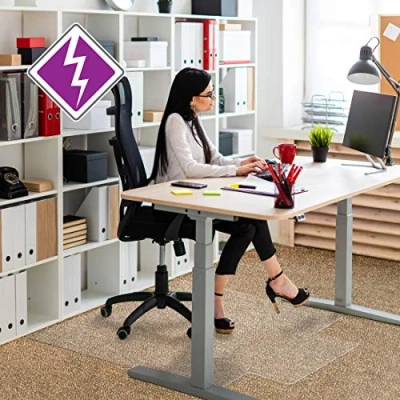 Abbildung von Floortex Bodenschutzmatte Bürostuhlunterlage &quot;computex anti statik advantagemat&quot; 120 x 90 cm aus phtalatfreiem Vinyl transparent rechteckig mit Lippe für niederflorige Teppichböden