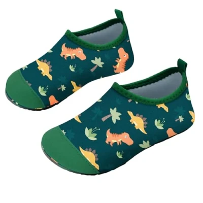 Abbildung von Badeschuhe Strandschuhe Schwimmschuhe Wasserschuhe Junge Baby Aquaschuhe Schnell Trocknend Barfuss Schuh für Kinder Beach Pool（Grüner Dinosaurier 22/23）