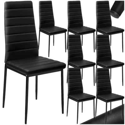 Abbildung von tectake® 8er Set eleganter ergonomischer Stuhl mit hoher Rückenlehne, Esszimmerstühle, Küchenstühle, Stühle für Esstisch, Esszimmer, Dining Table oder Vorzimmer Möbel gepolstert