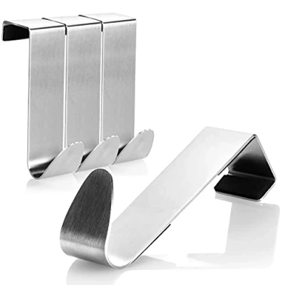 Abbildung von COM FOUR® 4x Türhaken aus Edelstahl Kleider Haken mit Schaumstoff Schutz Garderobenhaken für Schranktür und Zimmertür Aufhängung Tür Deko, Jacken, Taschen (04 Stück gepolstert)