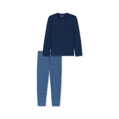 Abbildung von Schiesser Herren Schlafanzug lang Nightwear Set Pyjamaset, dunkelblau_180249, 48