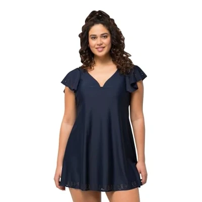 Abbildung von Ulla Popken Swimdress Badeanzug, Damen, Größe: 48, Navy blue