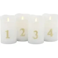 Abbildung von LED Kerze Sara Advent 4er Höhe 12,5cm weiß/gold