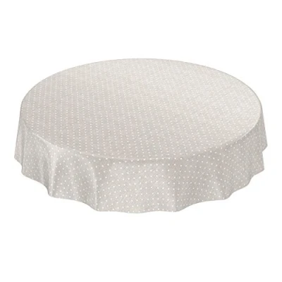 Abbildung von ANRO Wachstuchtischdecke Wachstuch Wachstischdecke Tischdecke Punkte Dots Gepunktet Uni Einfarbig Beige Rund 120cm