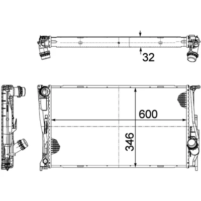 Abbildung von MAHLE ORIGINAL CR 1085 000P Kühler, Motorkühlung 600 346 32 Kühlrippen gelötet BMW: 3 Touring, Limousine, Coupe