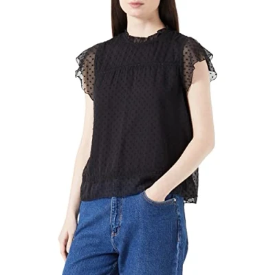 Abbildung von ONLY Damen Onlflora Capsleeve Top WVN Noos Bluse, Schwarz, XS EU