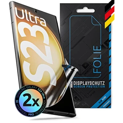 Abbildung von S.E für Samsung Galaxy S23 Ultra Schutzfolie aus Deutschland 2x Folie Hydrogel TPU Technologie, Stoß/Kratzfest,Einfache Installation ohne Staub,Fingerprint und Touch,S23
