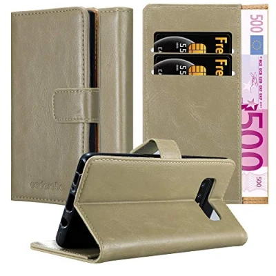 Abbildung von Cadorabo Hülle kompatibel mit Samsung Galaxy Note 8 aus Premium Kunst Leder Flip Klappbare Stoßfeste Magnetische [Standfunktion] [Kartenfächern] Cover für Tasche in Braun