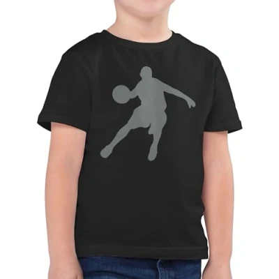 Abbildung von Kinder t Shirt Jungen Sport Kleidung Basketballspieler 164 (14/15 Jahre) Schwarz 25. Geburtstag Basketbal Baumwolle Basketball korbball Kurzarm Kindershirt Boys&#039; Shirts