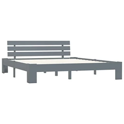 Abbildung von vidaXL Kiefernholz Massiv Bettgestell Holzbett Futonbett Doppelbett Massivholz Bett Bettrahmen Lattenrost Schlafzimmerbett 180x200cm Grau