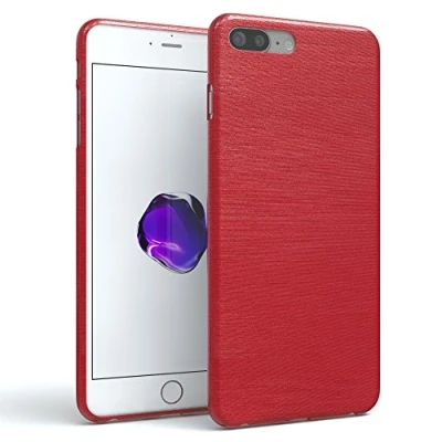 Abbildung von EAZY CASE Hülle kompatibel mit iPhone 7 Plus / 8 Schutzhülle Silikon, gebürstet Slimcover in Edelstahl Optik, Handyhülle, TPU Hülle/Soft Case, Backcover, Silikonhülle Brushed, Rot