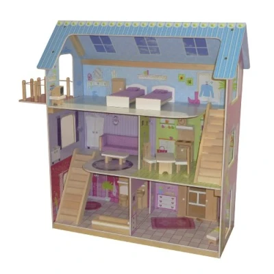 Abbildung von roba® Puppenhaus inkl. Puppenmöbel, Puppenvilla, liebevoll bedruckt