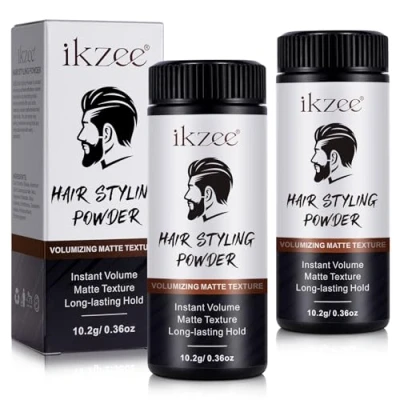 Abbildung von Haar Styling Pulver, Texturierung Volumen Pulver für Haar, langanhaltender Halt, Matte Textur Haarpulver Männer 2 Pack