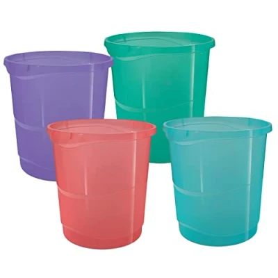 Abbildung von 12 x Esselte Papierkorb Colour&#039;Ice PP 14l sortiert