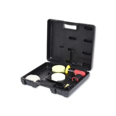 Abbildung von KS Tools Mini Poliermaschine Druckluft Satz 5 tlg. 1/4&quot; 515.5120 I Robuster Druckluftschleifer mit Schleifteller Klett In stabilem Kunststoffkoffer