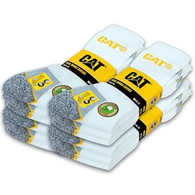 Abbildung von CAT Caterpillar 12 Paar REAL WORK SOCKS Damen Herren Arbeitssocken Business Socken Strümpfe Größenauswahl 35 50 (39 42, Weiß)