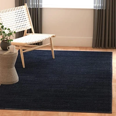Abbildung von SAFAVIEH Modern Teppich für Wohnzimmer, Esszimmer, Schlafzimmer Vision Collection, Kurzer Flor, Marine, 91 X 152 cm