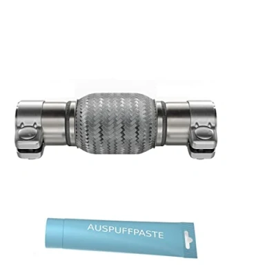Abbildung von Flexrohr Universal Flexstück Wellrohr Hosenrohr Flexibles Rohr Edelstahl Interlock Ø55 x 100 260mm mit 2 Schellen inkl. Auspuff Kitt. Einbau ohne Schweißen