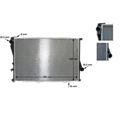 Abbildung von MAHLE ORIGINAL CR 296 000S Kühler, Motorkühlung für Fahrzeuge mit/ohne Klimaanlage 650 438 34 Kühlrippen gelötet BMW: 5 Limousine, Touring, 7