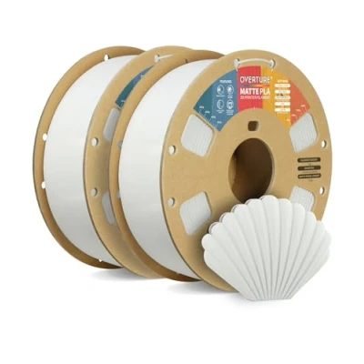 Abbildung von OVERTURE Matte PLA Filament 1.75mm, Rolle 2kg Spule (4.4lbs), Maßgenauigkeit +/ 0.02mm, für 3D Drucker (Weiß 1kg*2)