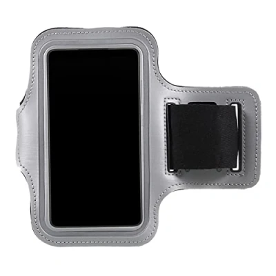 Abbildung von CoverKingz Universal Sportarmband Handy Tasche für alle Smartphones von 4,5 5,85 Zoll Armtasche mit Schlüsselfach Laufarmband Joggen Sport Handyhülle Silber