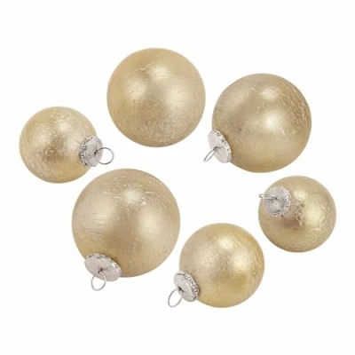 Abbildung von Loberon Weihnachtskugeln 6er Set Demerique, Mundgeblasen, Festliche Dekoration, Edler Glanz, Weihnachtsstimmung, Weihnachten, Christbaumschmuck, Glas, Eisen, Gold