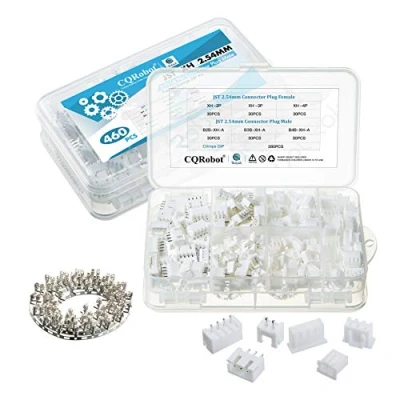 Abbildung von CQRobot JST XH 2,54 mm Tonhöhe 2 Polige/3 Polige/4 Polige IC Männlich Stecker, Weiblich Buchsengehäuse und T Crimp Klemme Bausatz.90 Sätze/460 Teile Steckverbinder Adapterkabelbaugruppe.
