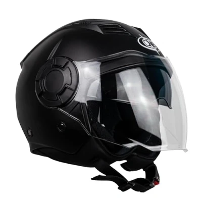 Abbildung von one By Camamoto Alfa 2.0 Jet /Demi Helm für Motorräder und Motorroller, Mattschwarz, Doppelvisier, ECE R22 06 Zugelassen, Größe S (5556 cm)