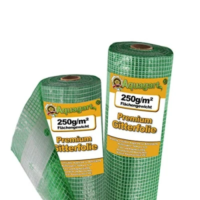 Abbildung von Reißfeste Gewächshaus Folie Gitterfolie mit Nagelrand von Aquagart I UV Stabile für Tomatenhaus Frühbeetfolie Gewebefolie Gartenfolie Grün 250g (5m, grün/transparent 4,0m breit)