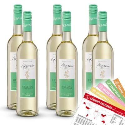 Abbildung von Moselland Akzente Riesling, halbtrocken, sortenreines Weinpaket + VINOX Winecards (6x0,75l)
