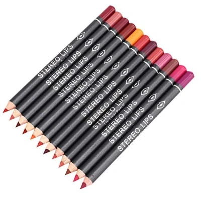 Abbildung von Lippenstift, 12 Stück matte Lipliner Liner Filler, wasserdichtes Set praller Bleistift mit Farben für einen volleren Look Perfect, langlebiger Velvet Lip