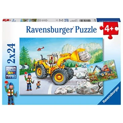 Abbildung von Ravensburger Puzzle Bagger und Waldtraktor. 2 x 24 Teile, Puzzleteile