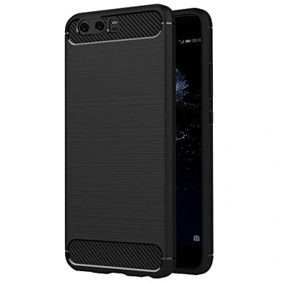 Abbildung von AICEK Huawei P10 Hülle, Schwarz Silikon Handyhülle für Schutzhülle Karbon Optik Soft Case