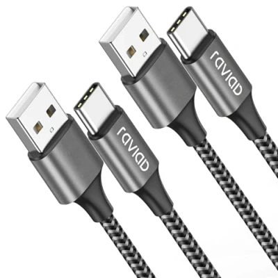 Abbildung von RAVIAD USB C Kabel [2Pack 2M] 3.1A Ladekabel Schnellladekabel Nylon für iPhone 16 15 Pro Max, Samsung Galaxy S24 S23 S22 S21 S20 Note 10, Huawei P60, Google Pixel, Xperia XZ