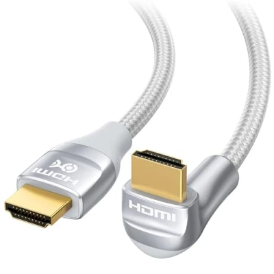 Abbildung von Cable Matters 48Gbps Ultra HD 8K rechtwinkliges HDMI Kabel 2m (HDMI Winkel, 90 Grad Kabel, Winkelstecker auf Stecker Kabel) 2 Meter