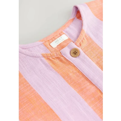 Abbildung von Next Regular FIT Button Blusenkleid für Kinder, Größe: 146, Orange pink stripe