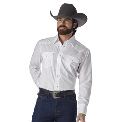 Abbildung von Wrangler Herren 75214bkt Button down Shirts, Weiß, L Tall EU