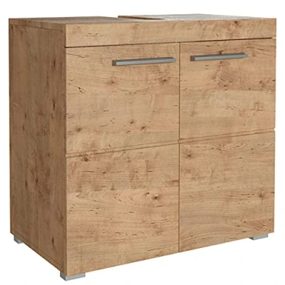 Abbildung von Newroom Waschbeckenunterschrank Wildeiche mit viel Stauraum 60x56x34 cm (BxHxT) Badezimmer Unterschrank Badezimmerschrank Badezimmermöbel Badunterschrank [Trinity.Seven]