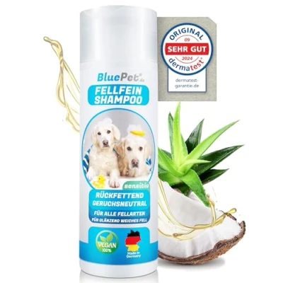 Abbildung von BluePet Parfümfreies Hundeshampoo Gegen Juckreiz, Gerüche &amp; Schmutz I Fellshampoo mit Aloe Vera Jojobaöl für glänzendes, gesundes leicht kämmbares Fell idealer PH Wert Hunde Welpen