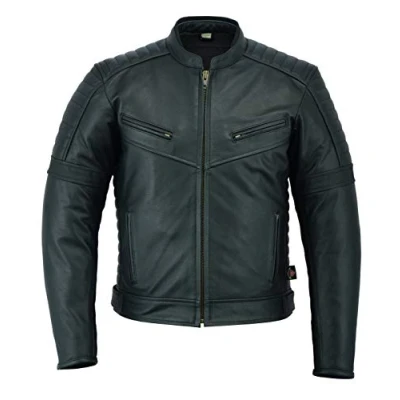 Abbildung von Texpeed Motorrad lederjacke herren mit protektoren Schwarz Bikerjacke original biker rüstung gepanzert (EN 1621 1) Schutz 7XL