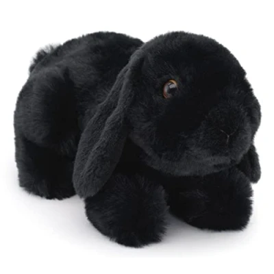 Abbildung von Uni Toys Kuscheltier Widderkaninchen schwarz, liegend 20 cm Plüsch Hase, Plüschtier, zu 100 % recyceltes Füllmaterial