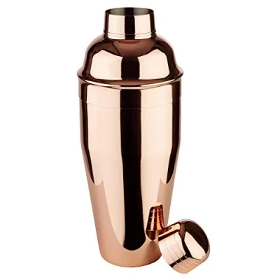 Abbildung von APS 93211 Shaker &quot;CLASSIC&quot;, Ø 9 cm, Höhe 23 0,7 Liter, Edelstahl, Kupfer Look, hochglanzpoliert, beinhaltet: Edelstahlbecher, Siebaufsatz, Deckel