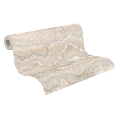 Abbildung von living walls Vliestapete &quot;Stories of Life Tapete Metallic Beige Creme Silber Malachit&quot;, glänzend abstrakt organisch, glänzende Design für Küchen Tapeten Wohnzimmer modern Flur
