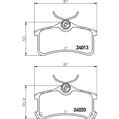 Abbildung von HELLA 8DB 355 011 511 Bremsbelagsatz nicht für Verschleißwarnanzeiger vorbereitet TOYOTA: Corolla VIII Liftback, Avensis I Kombi, Liftback