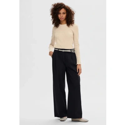 Abbildung von Selected Femme Slfanna CREW NECK TEE Langarmshirt, Damen, Größe: 38, Oatmeal