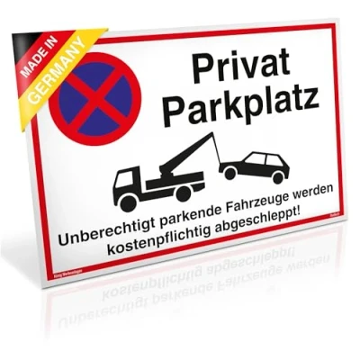 Abbildung von König Werbeanlagen Hinweisschild Schild Privat Parkplatz Unberechtigt parkende Fahrzeuge Werden kostenp