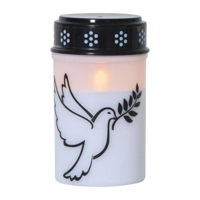 Abbildung von STAR TRADING LED Dekolicht Grabkerze Dove, Timer, mit Tauben Motiv, 12cm, 12cm