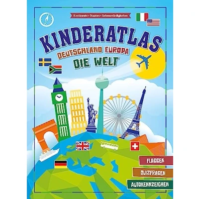 Abbildung von Kinderatlas Deutschland, Europa, die Welt: Mit Flaggen, Quizfragen und Autokennzeichen Ab 6 Jahren