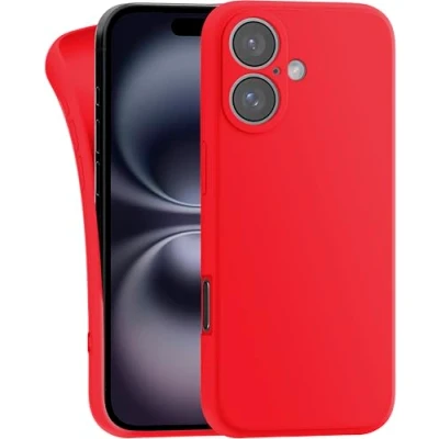 Abbildung von MyGadget Hülle kompatibel mit iPhone 16 robuste Handyhülle TPU Case Slim Silikonhülle Back Cover Kratzfest Schutzhülle Matt Rot