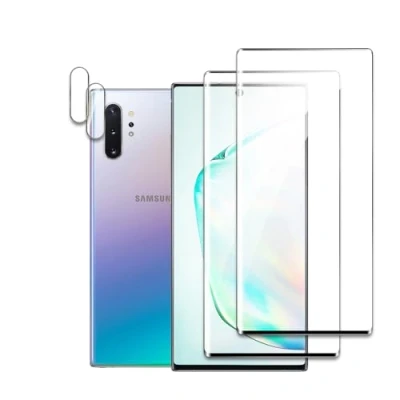 Abbildung von 2 Stück Schutzfolie für Samsung Galaxy Note 10 Plus mit Kamera Panzerfolie, 3D Gebogene vollständige Abdeckung Schutzglas Folie, Anti Kratzer, Einfache Installation